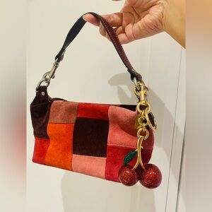 🩷🎀❤️🩷 Limited Edition Pink Red Coach Suede Patchwork Mini Pochette Bag 🎀🩷❤️🩷